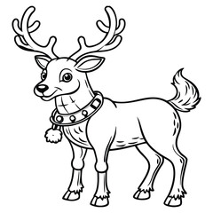 Hand drawn outline reindeer illustration