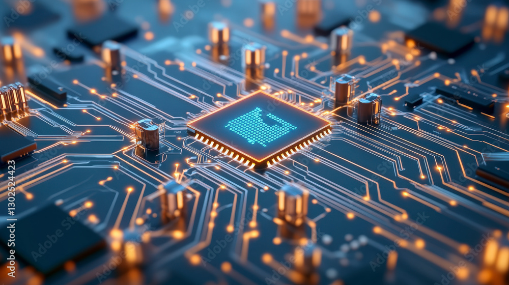 Poster cutting-edge microchip technology showcases advanced circuit design, revolutionizing the electronic 