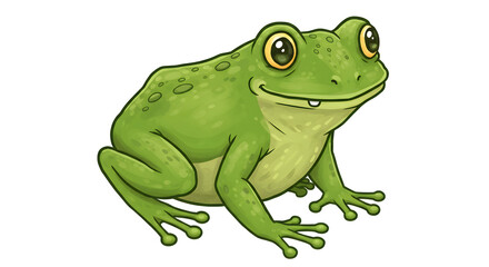 Cartoon Smiling Green Frog Illustration