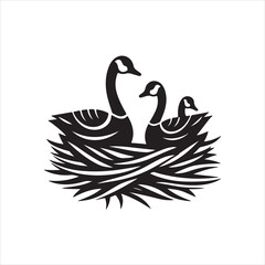Bird's nest vector illustration of an eagle