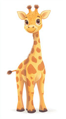 Obraz premium Cute giraffe watercolor illustration for kids, featuring friendly expression and vibrant colors. Perfect for children books or