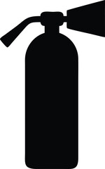 Fire extinguisher icon, minimalist line drawing, black and white, safety equipment, simple design, outline style, emergency tool, vector graphic, clean lines, industrial symbol, protective gear, compa © stocklancer