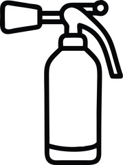 Fire extinguisher icon, minimalist line drawing, black and white, safety equipment, simple design, outline style, emergency tool, vector graphic, clean lines, industrial symbol, protective gear, compa © stocklancer