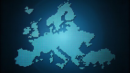Obraz premium Dotted Map of Europe: Abstract Geographic Representation, Conceptual Continent, European Territory, Digital Art
