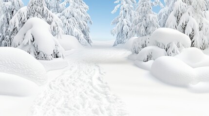 Snowy Path Through a Winter Forest