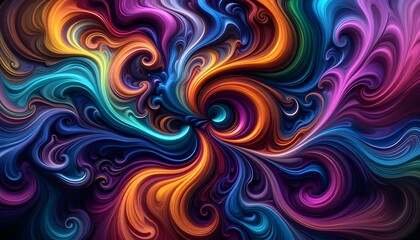 Obraz premium Vibrant Fractal Pattern with Swirling Colors for Mesmerizing and Psychedelic Wallpaper Art