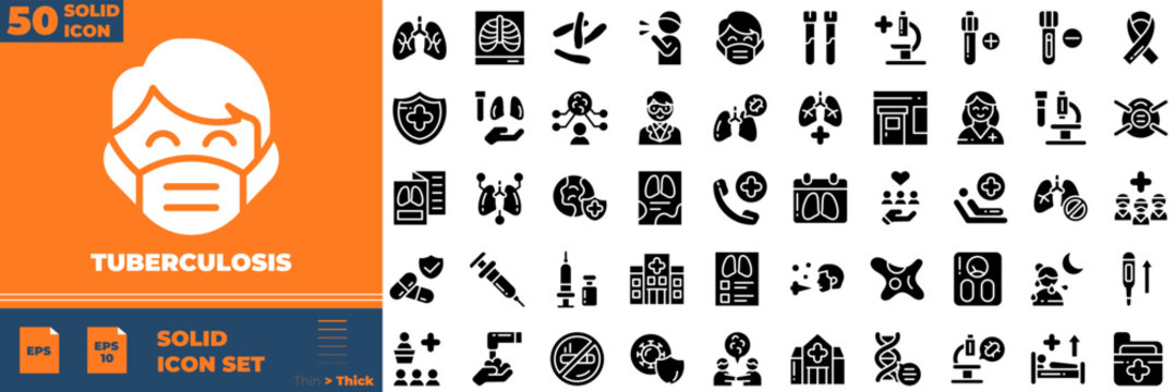 Tuberculosis Solid Editable Icons set