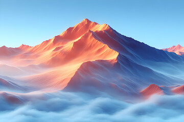 Sunrise Over Mountain Peaks With Clouds