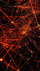 Illuminating Connections: An abstract digital artwork depicts an intricate network of glowing lines and points against a dark backdrop, representing the complex connections of technology.