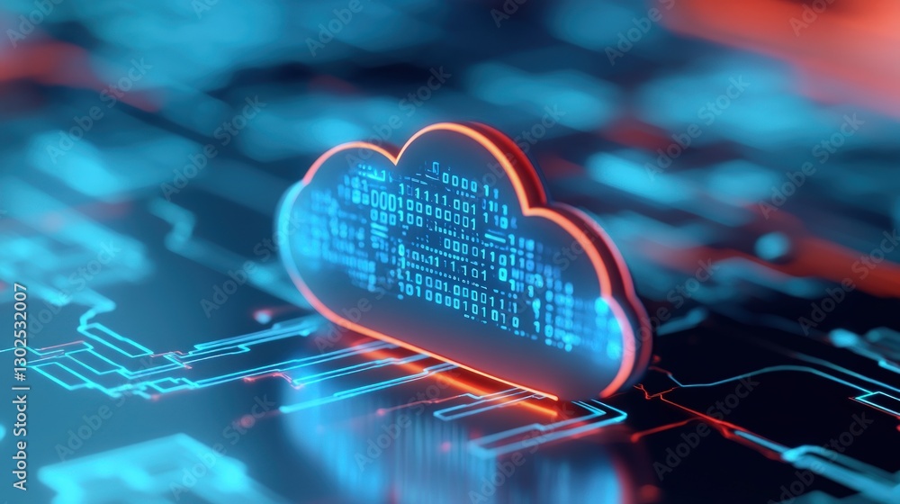 Poster cloud computing technology on circuit board