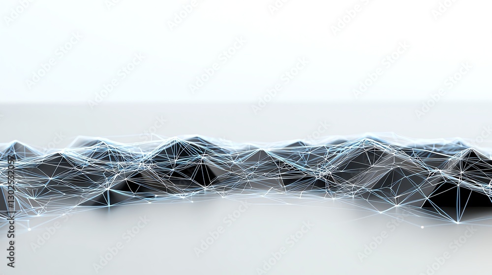 Poster abstract digital landscape with interconnected nodes and lines, signifying modern technology and con
