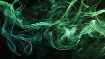 Obraz premium Dynamic close up digital artwork of expanding green smoke against a dark background