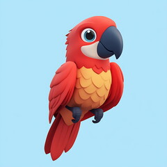3D cartoon red parrot icon