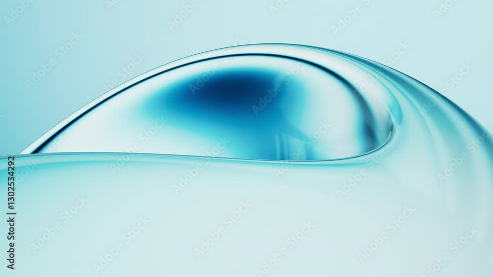 Poster abstract blue gradient glass background with smooth transitions of color, 3d rendering.