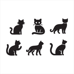 set of cats silhouettes