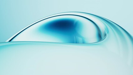 Abstract blue gradient glass background with smooth transitions of color, 3d rendering.