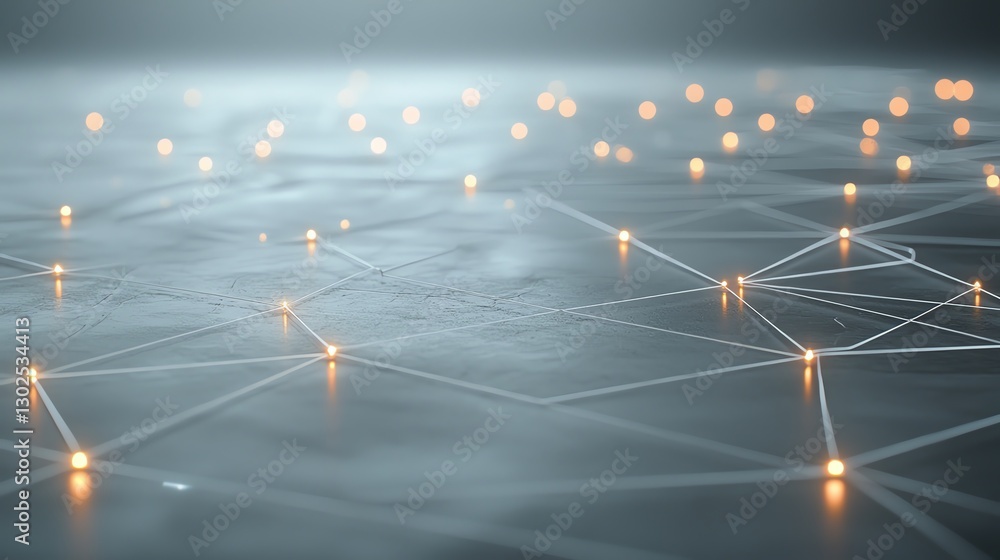 Poster abstract network grid with glowing nodes, symbolizing digital communication and connectivity, on a g