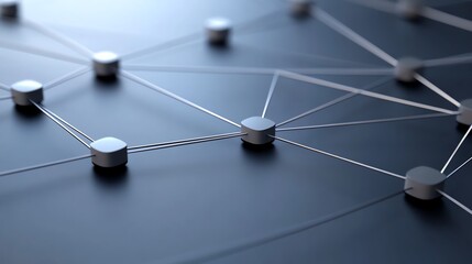 Abstract network with connected nodes on a dark surface, representing digital communication and connectivity.