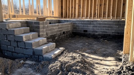 A partially completed brick wall with clean lines and precise mortar joints.