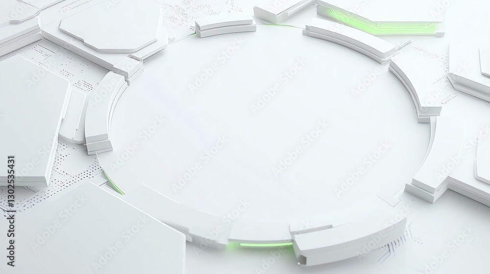 Poster abstract white geometric background with circular pattern and subtle lighting.