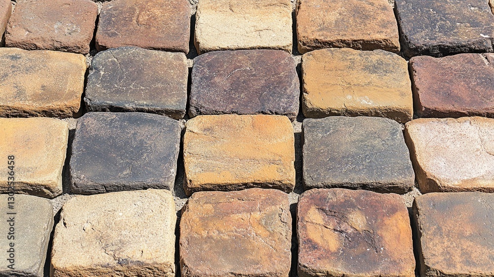 Poster A row of bricks with fresh mortar, neatly arranged in a linear pattern.