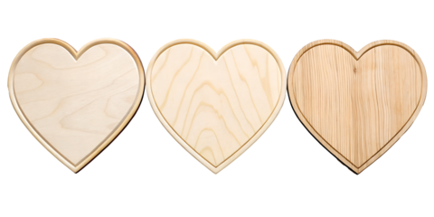 Three Different Style Heart Shapes Blank Wooden Sign, Blank Wooden Heart Sign, DIY Customizable Decor, PNG Transparent