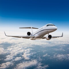 Obraz premium Private jet flying mid-air luxury transportation travel 