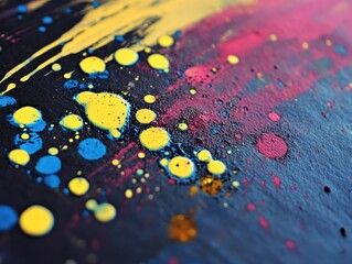 Abstract expressionism with vibrant color explosions on a dark canvas