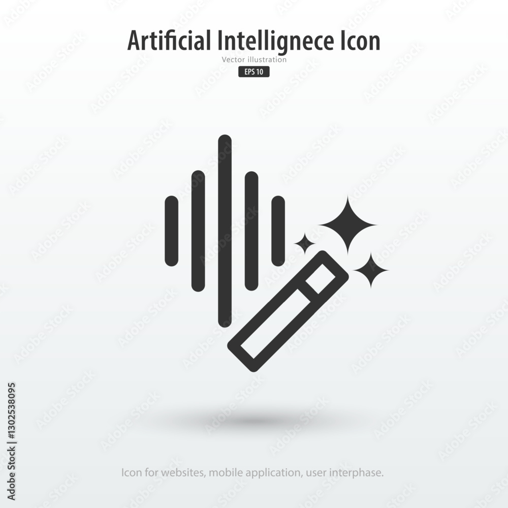 Aufkleber Generate voice AI icon. Sound wave with generate symbol. Creating and edit sound with Machine learning. Artificial intelligence icon element for app and web. Vector illustration.