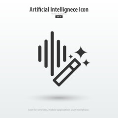Generate voice AI icon. Sound wave with generate symbol. Creating and edit sound with Machine learning. Artificial intelligence icon element for app and web. Vector illustration.