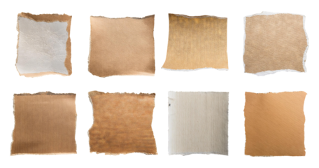 Textured Paper Collection with Natural Tones and Unique Patterns, Bundle Set Collection, Isolated on Transparent Background