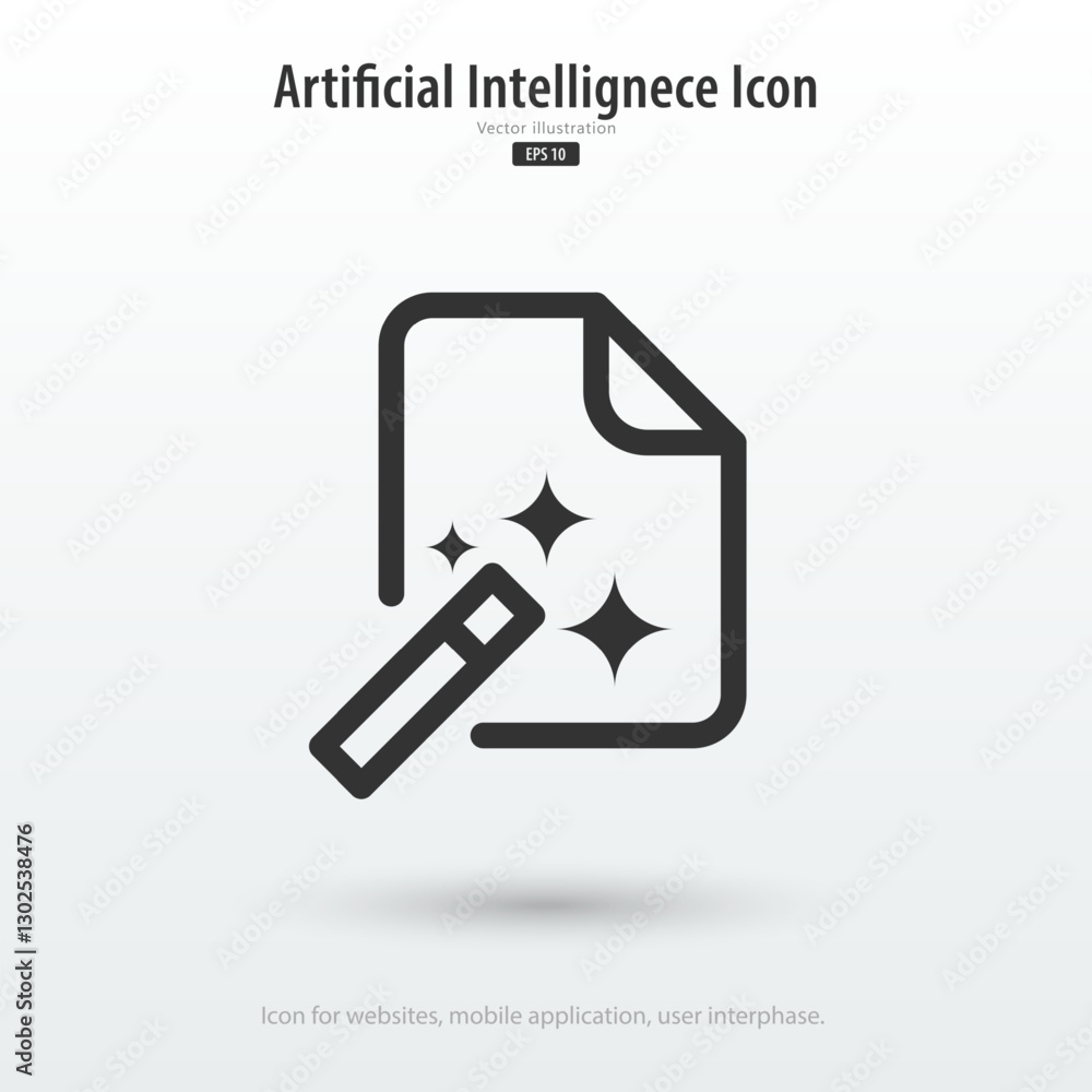 Aufkleber Generate document AI icon. Document with generate symbol. Creating and edit data with Machine learning. Artificial intelligence icon element for app and web. Vector illustration.