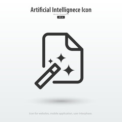 Generate document AI icon. Document with generate symbol. Creating and edit data with Machine learning. Artificial intelligence icon element for app and web. Vector illustration.
