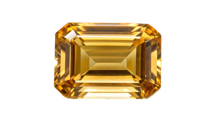 Golden Yellow Topaz with Brilliant Cut on White, Dazzling Yellow Topaz, Sparkling Topaz Gemstone on White, PNG Transparent