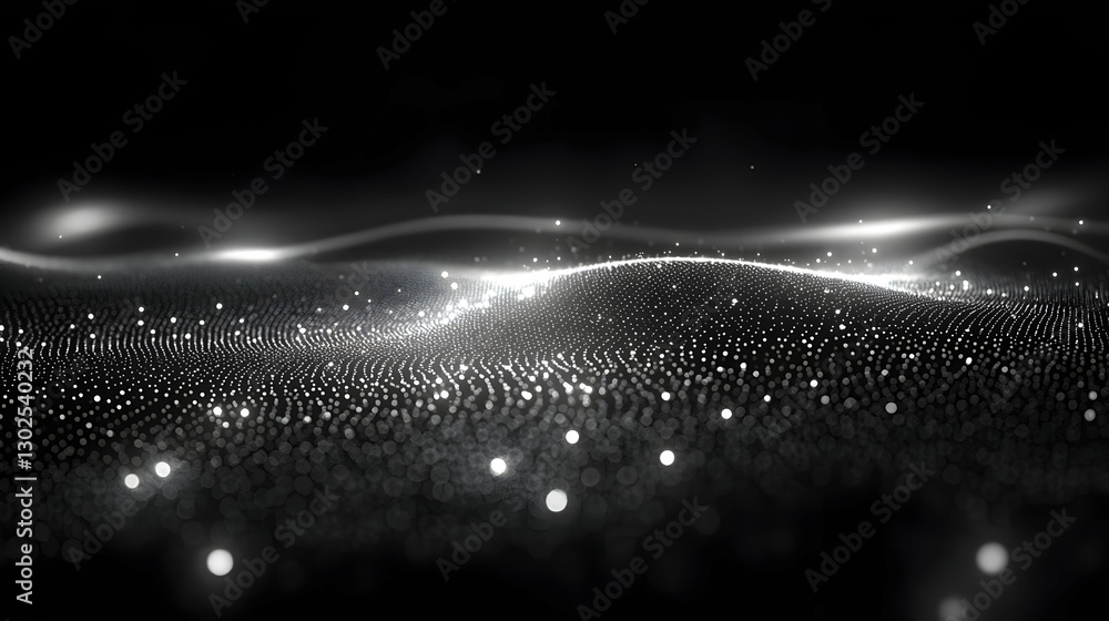 Poster abstract particles background with glowing waves