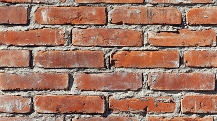 Obraz premium Close-up of a new brick wall drying, with mortar lines evenly distributed.