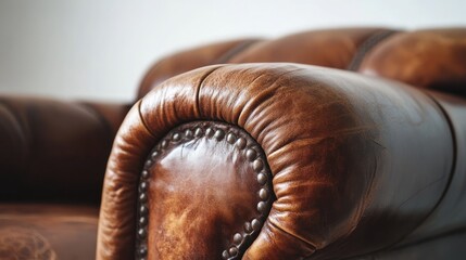 Obraz premium Detailed view showcasing the craftsmanship of a luxurious leather sofa