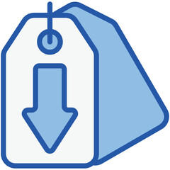 Price Drop Blue White Icon