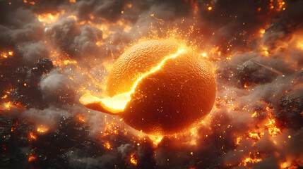 Fiery Orange Sphere Explosion