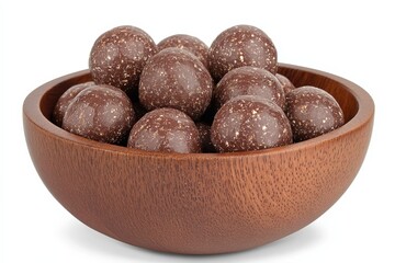 Delicious Chocolate Treats in a Wooden Bowl Perfect for Sweet Tooth Lovers