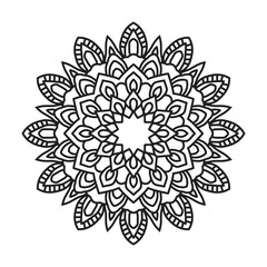 Circular pattern in form of mandala with lotus flower for Henna, Mehndi, tattoo, decoration. Decorative ornament in ethnic oriental style. Doodle ornament.