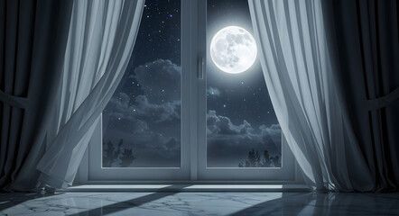 window and curtains, Moonlit Window © Red