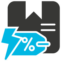 Flash Sale Glyph Blue Grey Icon