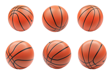Basketball from different angles isolated on white background png transparent clipart.