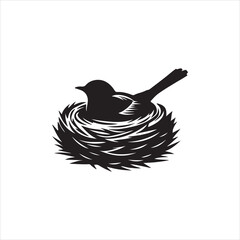 Bird's nest vector illustration of a bird