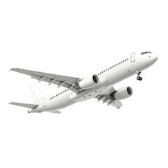 Obraz premium High Detailed White Airliner in 3D Render on White Background Airplane Take Off Isolated