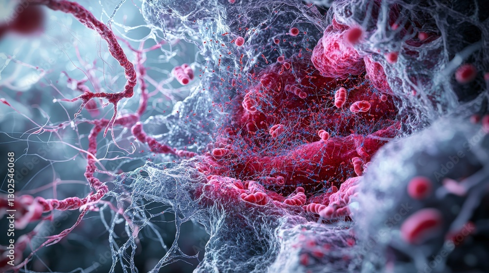Leinwandbilder Cellular dynamics of strongyloides interaction with host cells a scientific digital art view