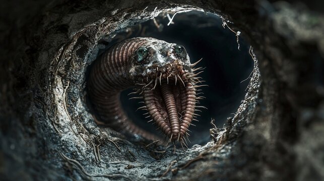 Illustration of taenia solium close-up view underworld habitat macro photography scientific context