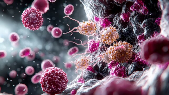 Intricate microbial interactions entamoeba histolytica in human intestines science illustration close-up view