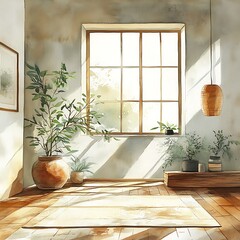 Sunlit Room Plants Peaceful Interior Design